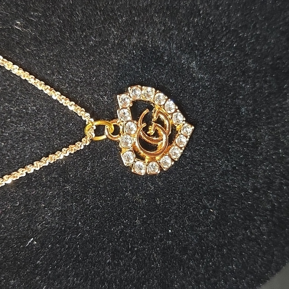 GOLD HEART GUCCI Upcycled CHARM WITH 16" CHAIN NECKLACE - Picture 3 of 5